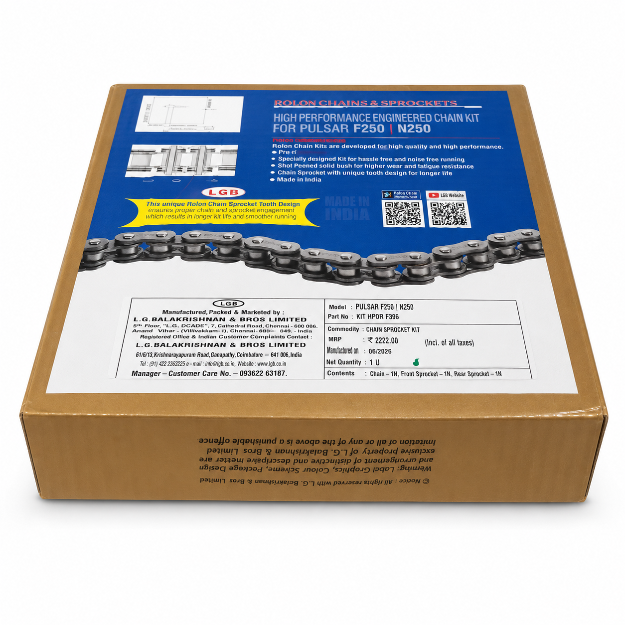 Pulsar F250/N250 Chain Sprocket by Rolon HPOR 396