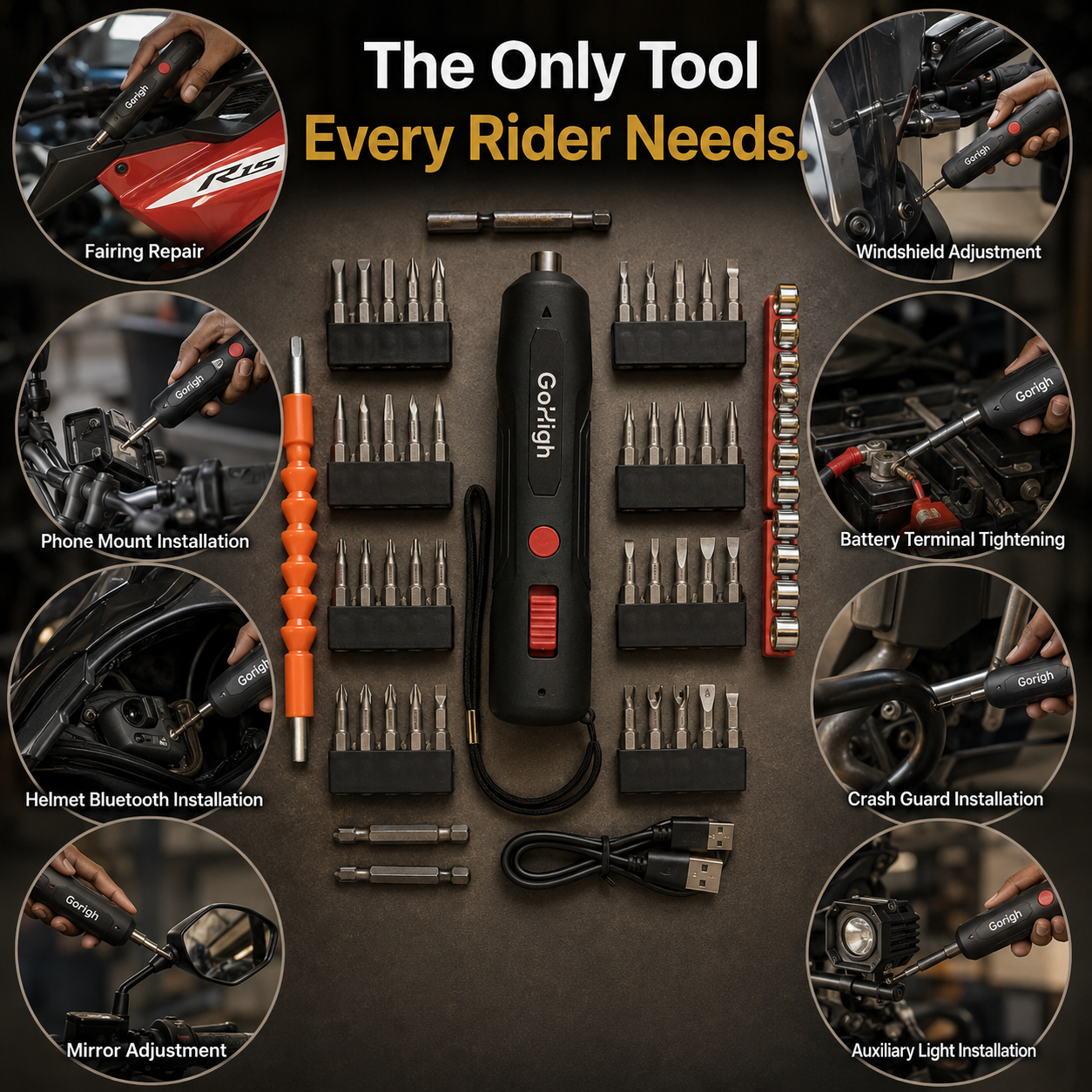 GoHigh PowerPlus Electric Screwdriver – 32 Bits, 4.2V Cordless, 1Hour Fast Charge, Auto Torque, Magnetic Grip | Ideal for Furniture, Electronics & DIY | 1Year Warranty