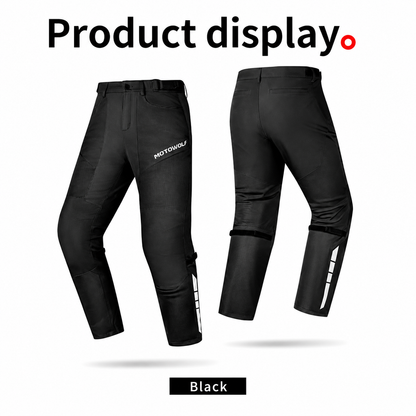 MOTOWOLF TM5 Motorcycle Riding Pants for Men | CE Level 1 Armoured Riding Pants with Knee & Hip Protectors | Breathable Mesh Touring Pants | Black