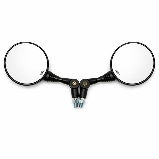 SPIKI CF Touring Mirrors (Pair) | 360 Degree  Foldable Rear View Mirrors | Wide View | Universal Fit for Motorcycles