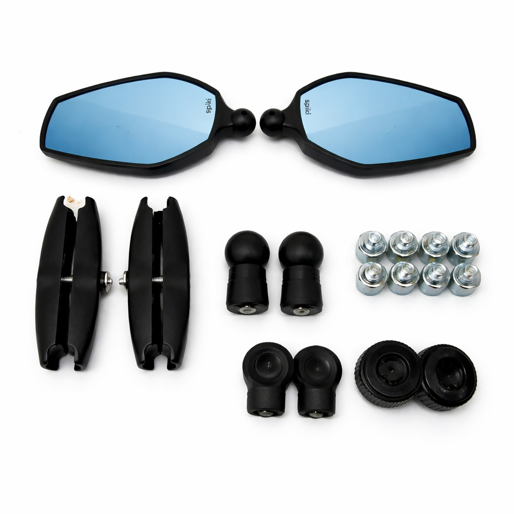 SPIKI ( NOMAD SERIES ) Adventure 4.0 Motorcycle Mirrors | Dino-Lock Adjustment | 360° Rotatable Universal Side Mirrors for Road & Off-Road Riding ( UPGRADED )