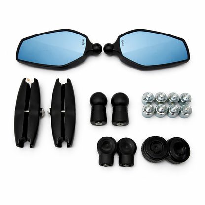 SPIKI ( NOMAD SERIES ) Adventure 4.0 Motorcycle Mirrors | Dino-Lock Adjustment | 360° Rotatable Universal Side Mirrors for Road & Off-Road Riding ( UPGRADED )