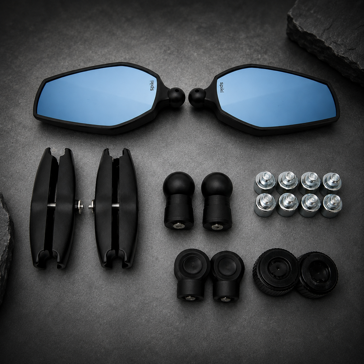 SPIKI ( NOMAD SERIES ) Adventure 4.0 Motorcycle Mirrors | Dino-Lock Adjustment | 360° Rotatable Universal Side Mirrors for Road & Off-Road Riding ( UPGRADED )