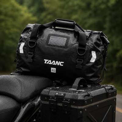 TAANC Terra Series Motorcycle Tail Bag 40L Waterproof Duffel Bag for Adventure Touring, Camping & Cycling – Black