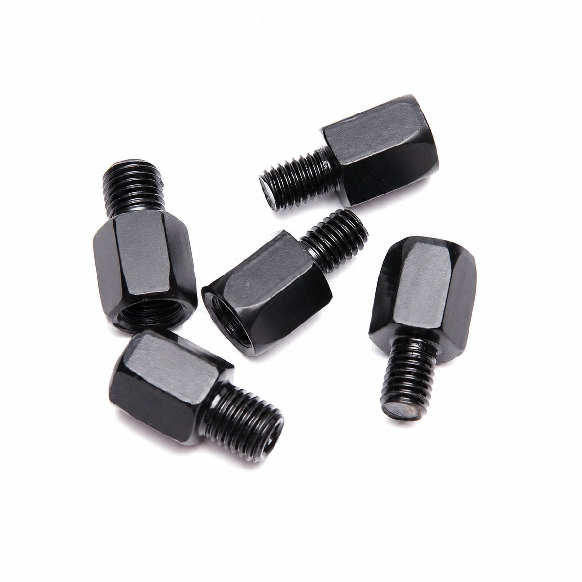 10-8/10mm Motorcycle Rearview Mirror Screw Thread Adapter Conversion Bolt Black ( PACK OF 5 )
