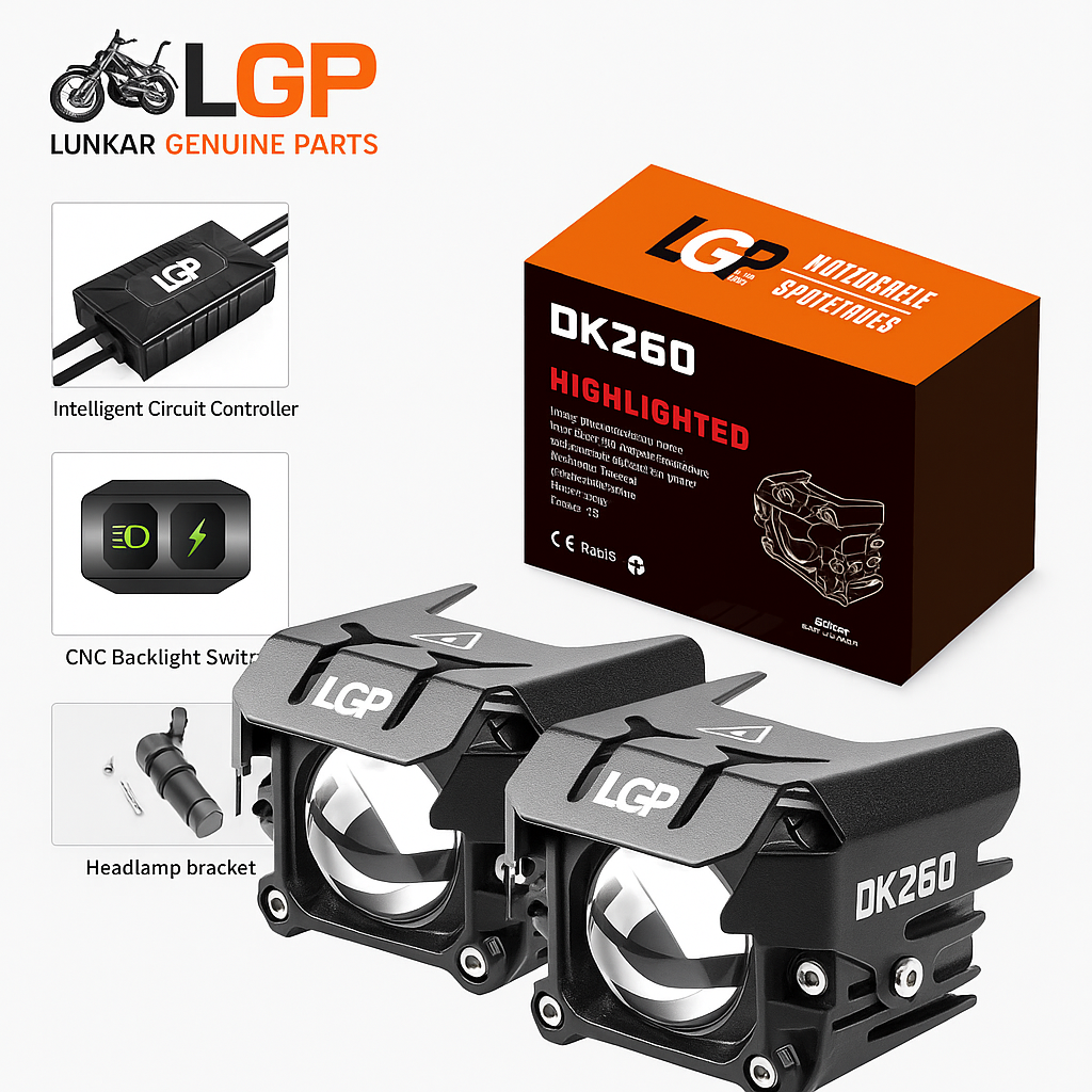 DK 260 SPOTLIGHTS  | White/Yellow | with wiring harness and wireless button switch | 60W | 18 months warranty | Universal for cars and motorcycles | LGP