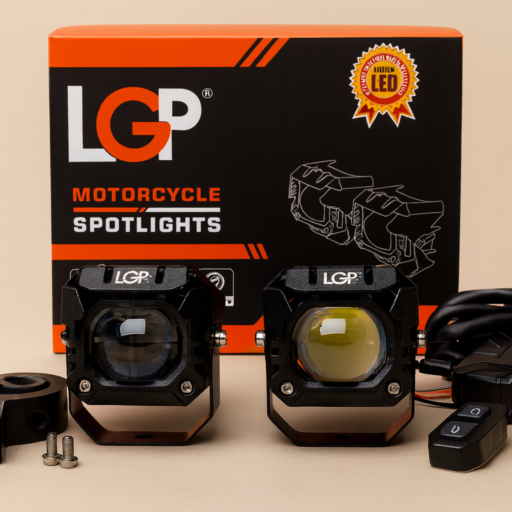 DK 260 SPOTLIGHTS  | White/Yellow | with wiring harness and wireless button switch | 60W | 18 months warranty | Universal for cars and motorcycles | LGP