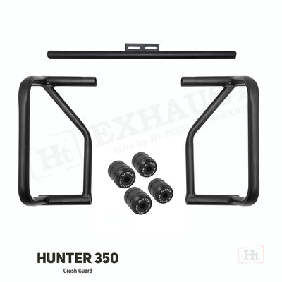 CRASH GAURD FOR HUNTER 350 – 4 METAL SLIDER BLACK MATT – SB 653 / HT EXHAUST
