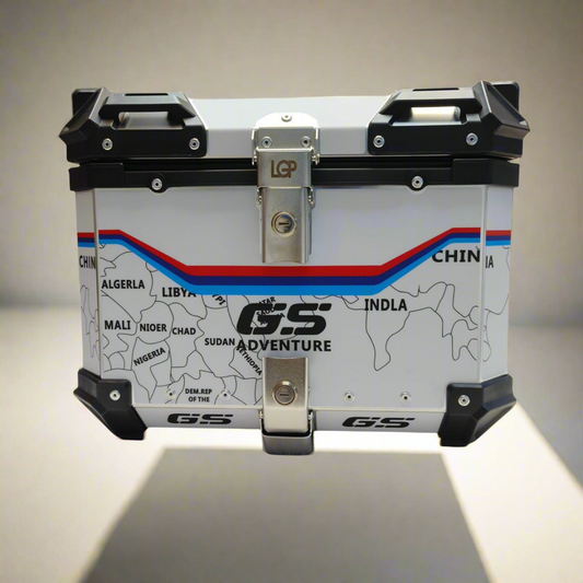 Wanderer GS aluminium top box 45 ltrs - LGP (inspired by international moto tourers) compatible for all motorcycle - WHITE - 1 YEAR WARRANTY
