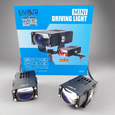 LIU HJG Waymaker Fog Light Mini Drive Yellow White & Red Devil Eye Slim Drive Light Version 4 with Wiring With Canbus Universal For All Cars and Motorcycles (2Pcs)