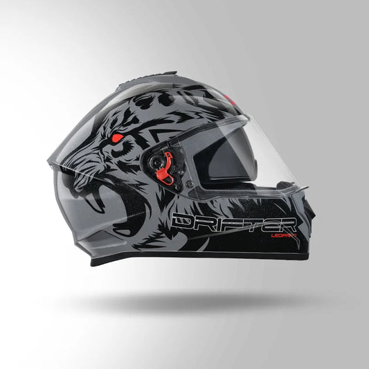 STUDDS Drifter D2 Decor with Spoiler Cool Grey and black colour Full Face Helmet