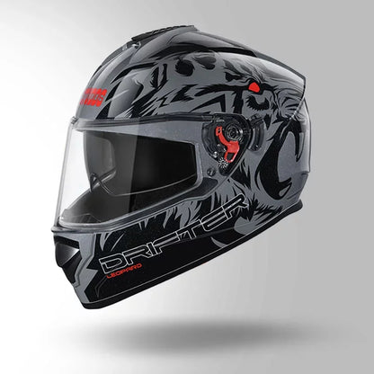 STUDDS Drifter D2 Decor with Spoiler Cool Grey and black colour Full Face Helmet