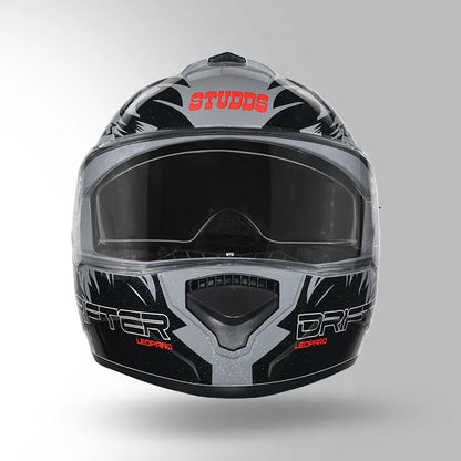 STUDDS Drifter D2 Decor with Spoiler Cool Grey and black colour Full Face Helmet