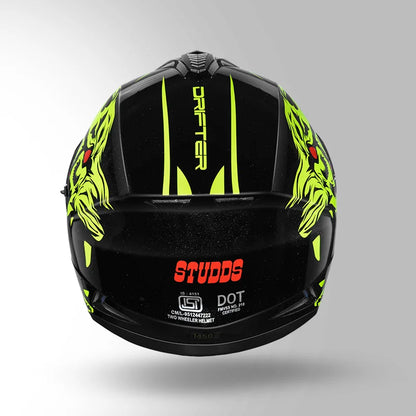 STUDDS DRIFTER LEOPARD D2 HELMET - MATT BLACK YELLOW