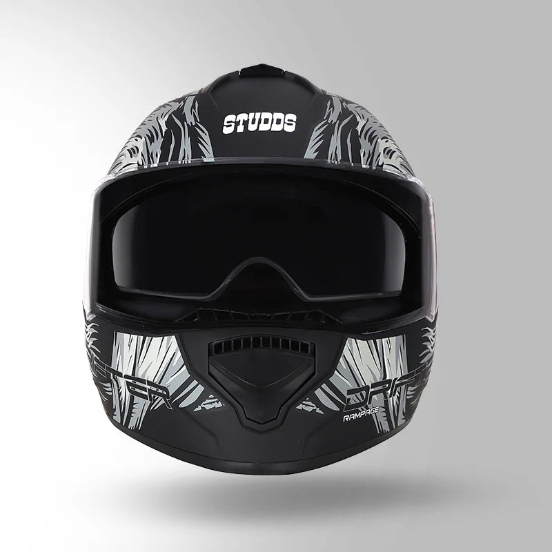 STUDSS DRIFTER D3 RAMPAGE DECOR MATT BLACK & GREY FULL FACE HELMET