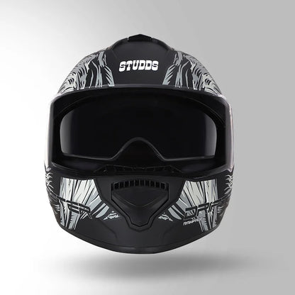 STUDSS DRIFTER D3 RAMPAGE DECOR MATT BLACK & GREY FULL FACE HELMET
