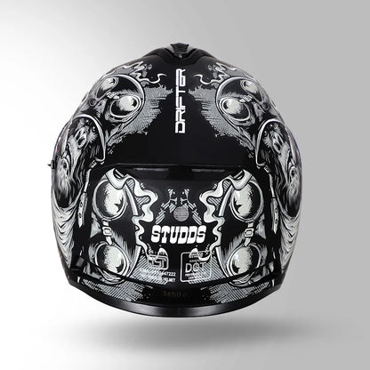 STUDSS DRIFTER D3 RAMPAGE DECOR MATT BLACK & GREY FULL FACE HELMET