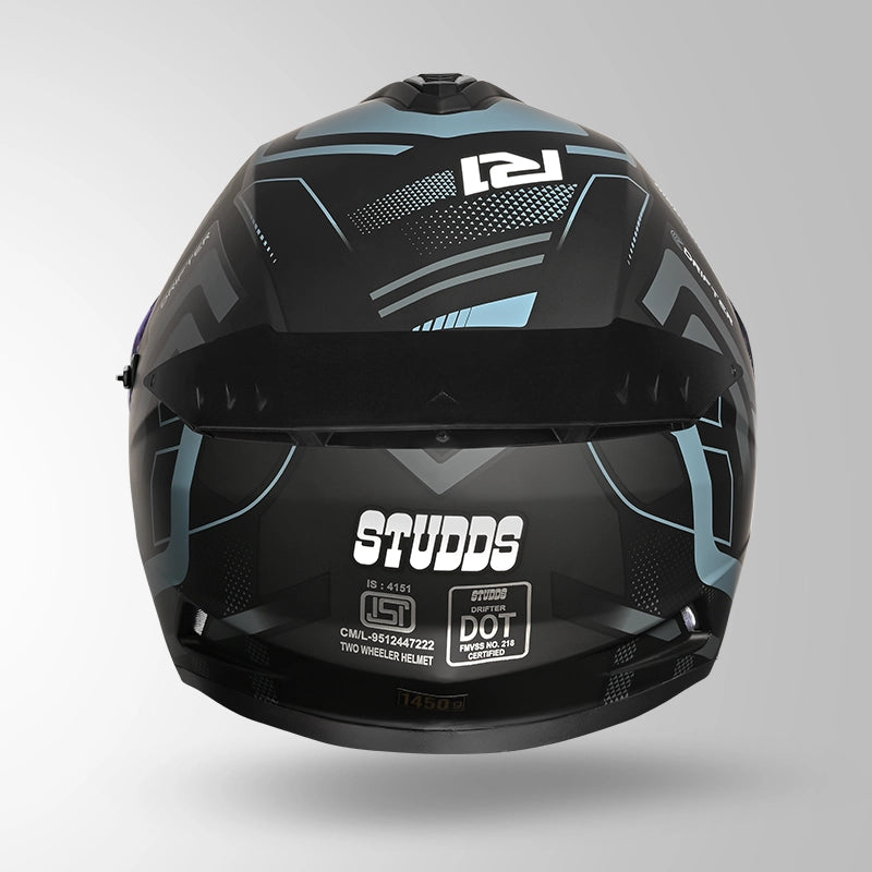 Studds Drifter D4-R1 Isi-Dot Certified Full Face Helmet MATT BLACK & GREY