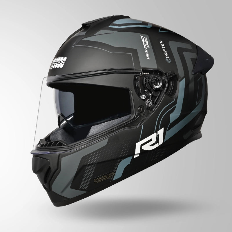 Studds Drifter D4-R1 Isi-Dot Certified Full Face Helmet MATT BLACK & GREY