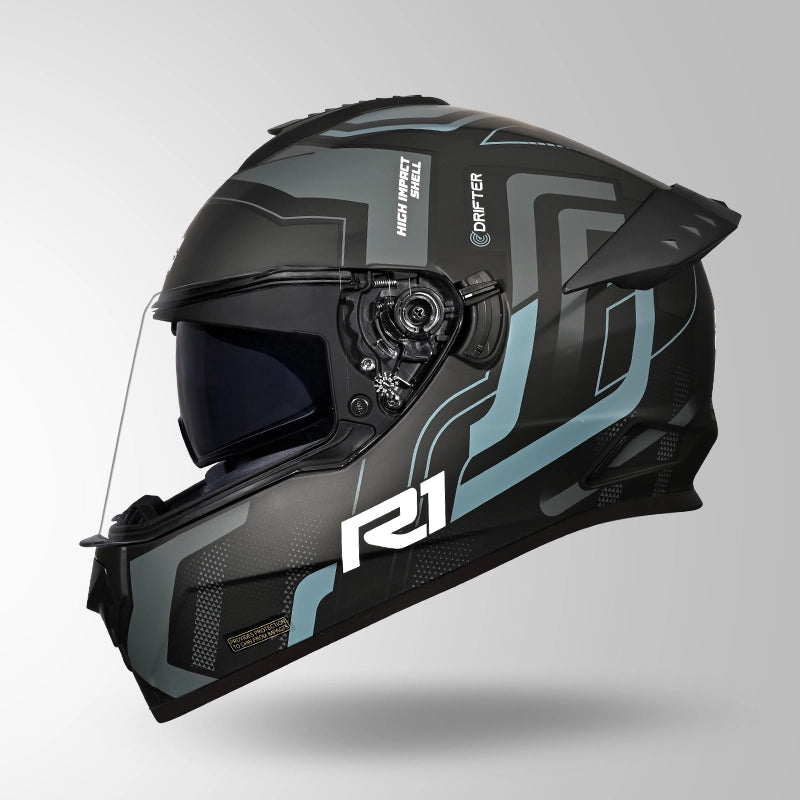 Studds Drifter D4-R1 Isi-Dot Certified Full Face Helmet MATT BLACK & GREY