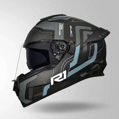 Studds Drifter D4-R1 Isi-Dot Certified Full Face Helmet MATT BLACK & GREY