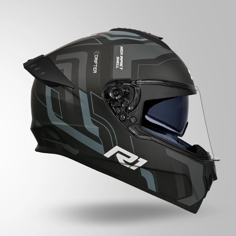 Studds Drifter D4-R1 Isi-Dot Certified Full Face Helmet MATT BLACK & GREY