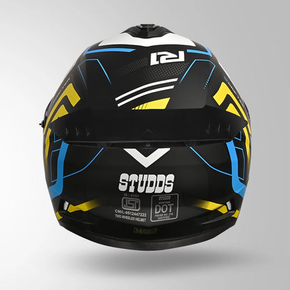 Studds Drifter D4-R1 Isi-Dot Certified Full Face Helmet MATT BLACK / YELLOW & WHITE