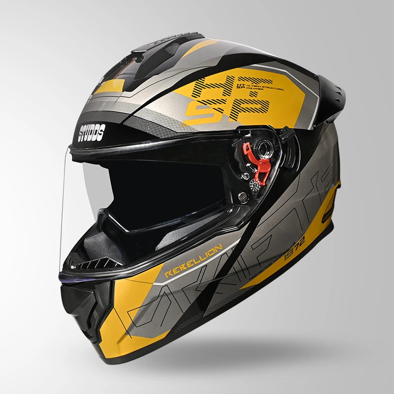 STUDDS DRIFTER D6 REBELLION BLACK N5 YELLOW FULL FACE HELMET