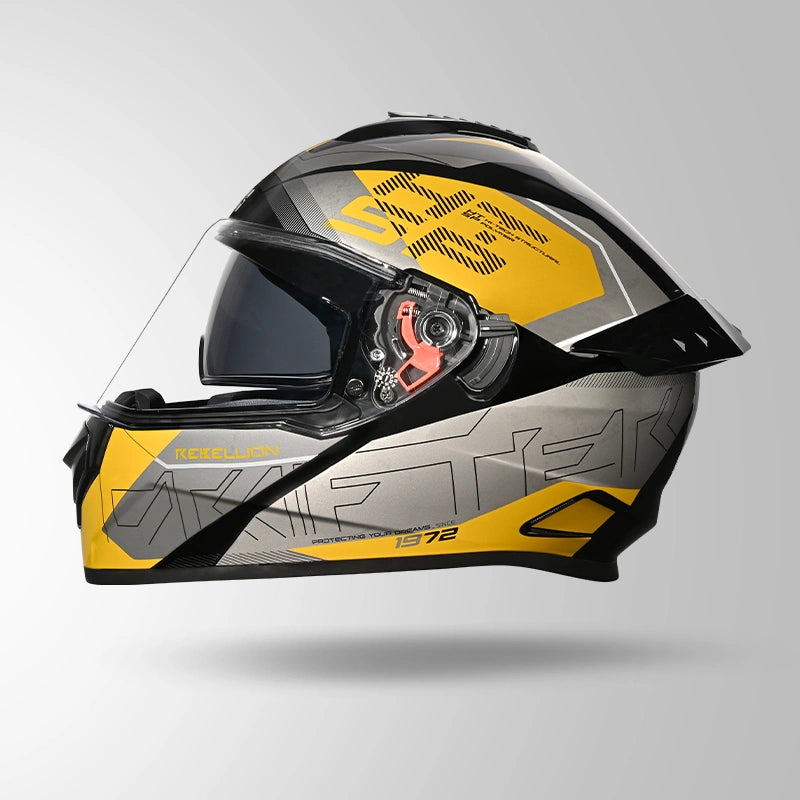 STUDDS DRIFTER D6 REBELLION BLACK N5 YELLOW FULL FACE HELMET