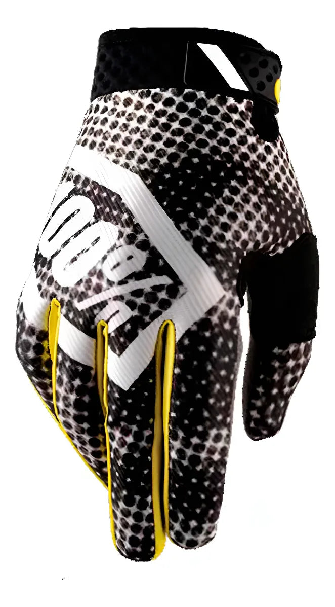 100% iTrack Motocross / cycling Gloves  black white yellow dott