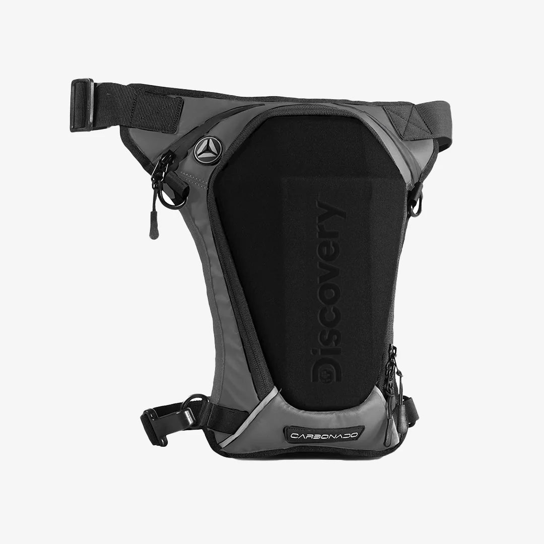 Carbonado Turtle x Discovery Unisex Wasit Bag, Strap to Leg or Hip, for Motorcycling, Outdoor, Hiking, Adventure & Travel, Weatherproof Construction - BLACK