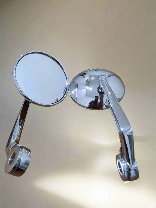 BAR END SIDE MIRRORS V2 – CHROME SET OF -2 (ROYAL ENFIELD) COMPATIBLE FOR GT 650 / INTERCEPTOR 650 / HUNTER 350 / SUPER METEOR 650 (HEAVYDUTY)