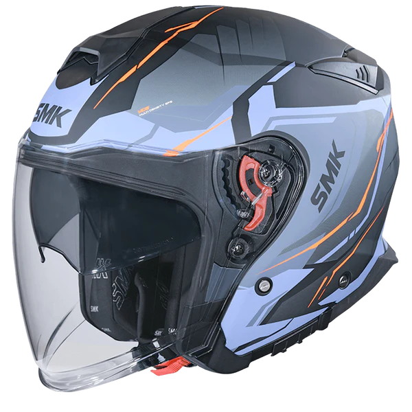 SMK GTJ Escape open face half helmet - Blue Orange Matte (MA257)