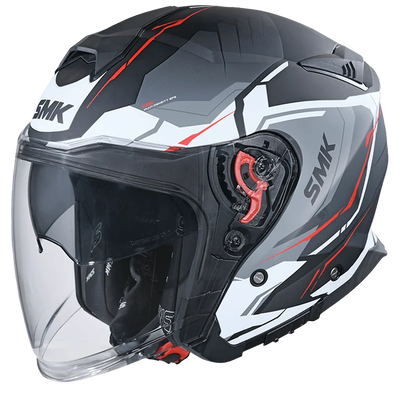 SMK GTJ ESCAPE open face half helmet - Matt Grey White Red | DOT | ECE 22. O6 Certified | MA213