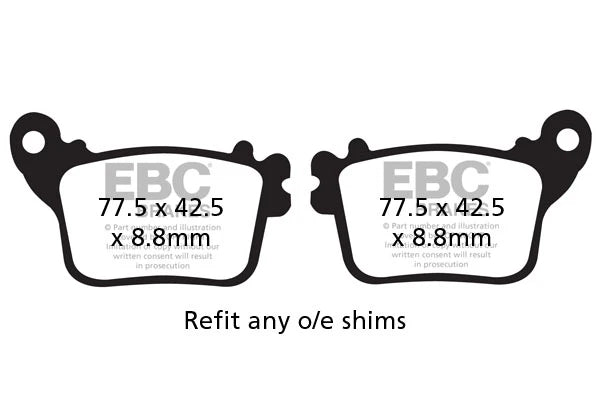 FA436HH rear brake pad  ( Double-H™ Sintered )  brake pads  | EBC ( Pack of 1 )
