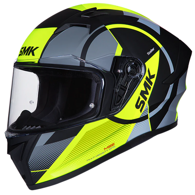 SMK Stellar Sports |  S01 Faro | Isi Dot & Ece- 06 Certified | Full Face Helmet with Anti Fog Clear Visor | GL264