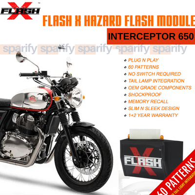 Interceptor 650FlashX Hazard Flash Module, Blinker/Flasher for All Motorcycle & Scooters
