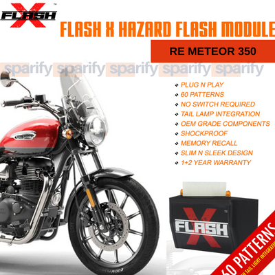 Meteor 350 FlashX Hazard Flash Module, Blinker/Flasher for All Motorcycle & Scooters