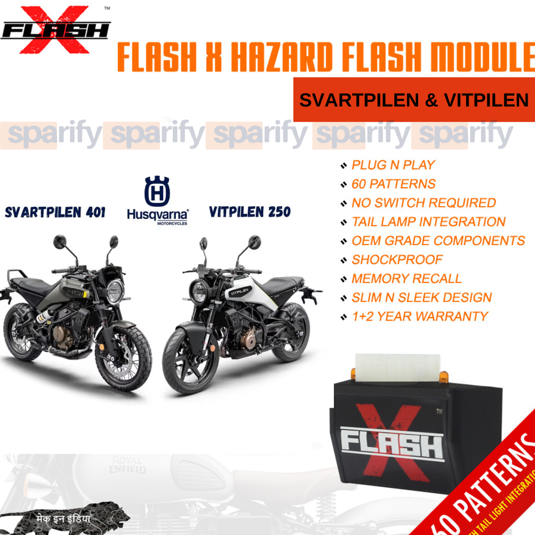 HUSQVARNA SVARTPILEN - VITPILEN |  FlashX Hazard Flash Module | Blinker/Flasher - 60 patterns