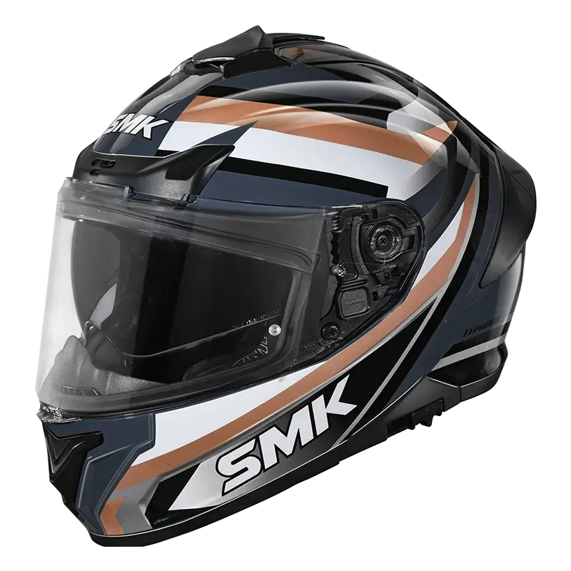 SMK Typhoon Freeride ISI ECE & DOT Certified Full Face Dual Visor Helmet for Men and Women with Pinlock Fitted Clear Visor and Inner Sun Visor ( GL627