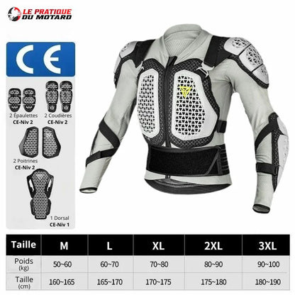Motowolf Waterproof Mesh Body Protector | CE Level 2 Certified | Four Season | PG1 | Motorcycle Jackets | Anti Fall | Off-road Riding Body Armor - GREY