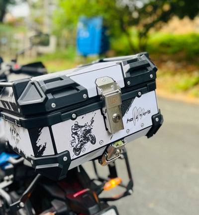 LGP 25 litres aluminium top box with graphics universal 2.0 ( fits all motorcycles ) - 1 YEAR WARRANTY