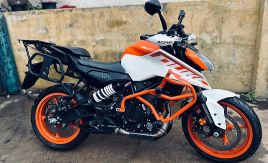 CRASH GUARD WITH METAL SLIDER for DUKE 250/390 BS6  ORANGE  – SB 591 / Ht Exhaust