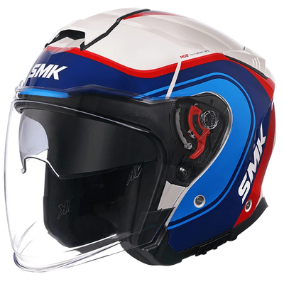 SMK GTJ LIBERO GL153 HALF FACE HELMET  GLOSS WHITE RED BLUE