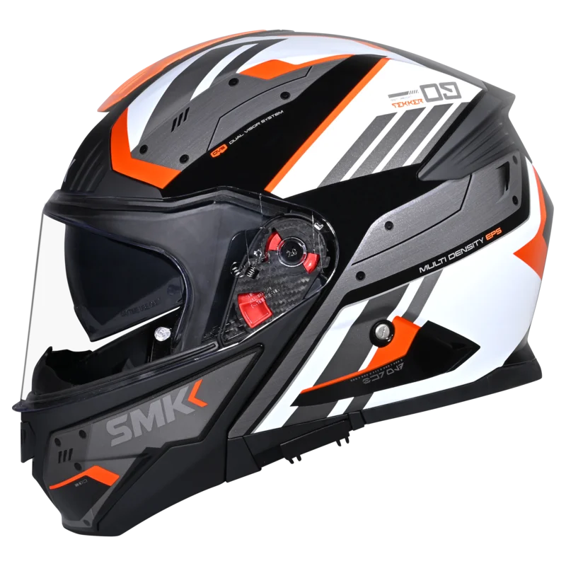 SMK Gullwing Tekker Black Orange White Gloss (GL217) Helmet