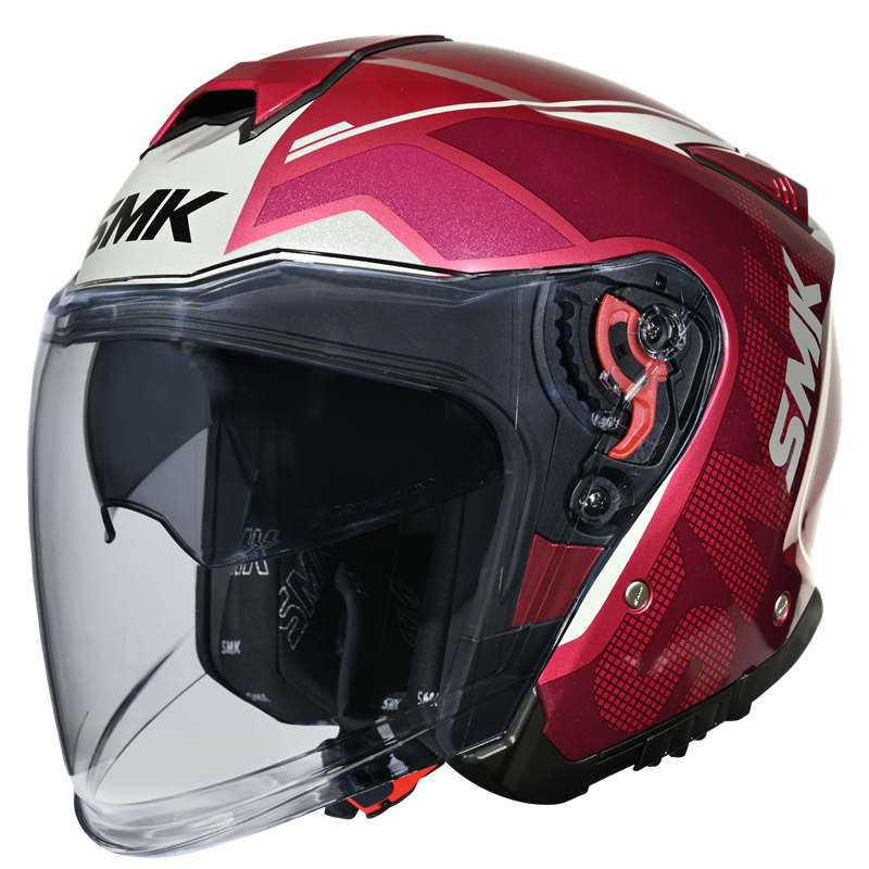SMK GTJ Tourer open face half helmet - Red White glossy GL363