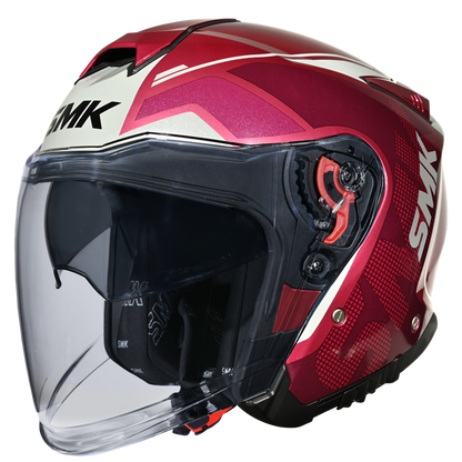 SMK GTJ Tourer open face half helmet - Red White glossy GL363