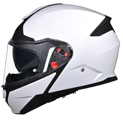 SMK Helmets - Gullwing Solid - Gloss White- Dual Visor Flip Up Helmet - GL100