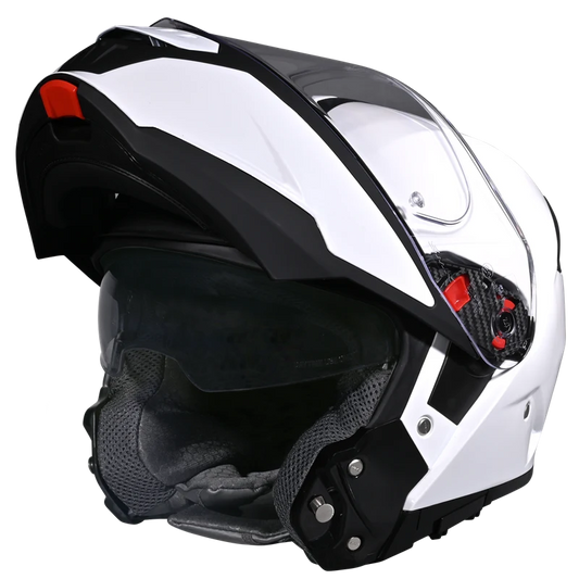 SMK Helmets - Gullwing Solid - Gloss White- Dual Visor Flip Up Helmet - GL100