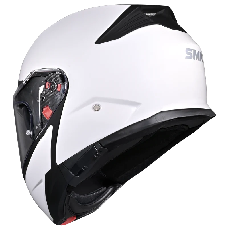 SMK Helmets - Gullwing Solid - Gloss White- Dual Visor Flip Up Helmet - GL100